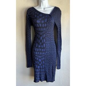 Missoni Purple Knit Crocodile Print Dress 42 Italy US M Luxury Designer READ M